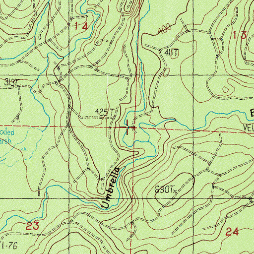 Topographic Map of East Branch Umbrella Creek, WA