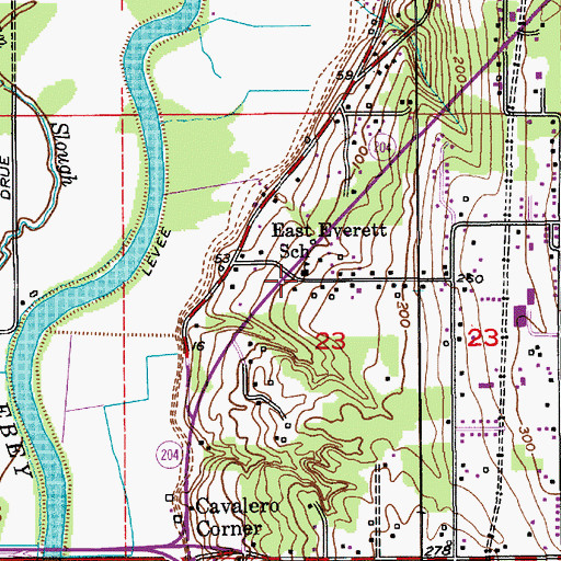 Topographic Map of East Everett School, WA