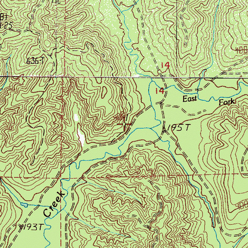 Topographic Map of East Fork Vesta Creek, WA