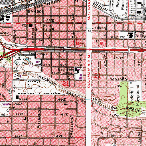 Topographic Map of East Side Youth Center, WA
