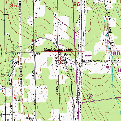 Topographic Map of East Sunnyside School, WA
