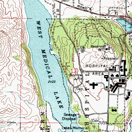 Topographic Map of Eastern State Hospital, WA