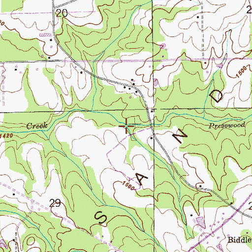 Topographic Map of Presswood Branch, AL