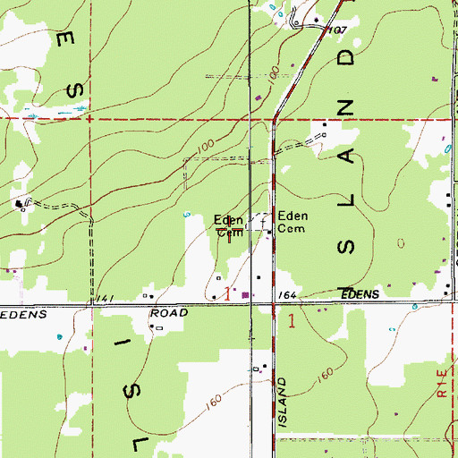 Topographic Map of Eden Cemetery, WA