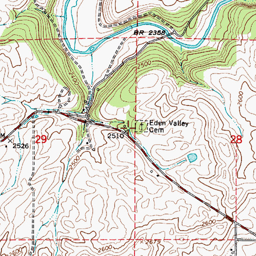 Topographic Map of Eden Valley Cemetery, WA