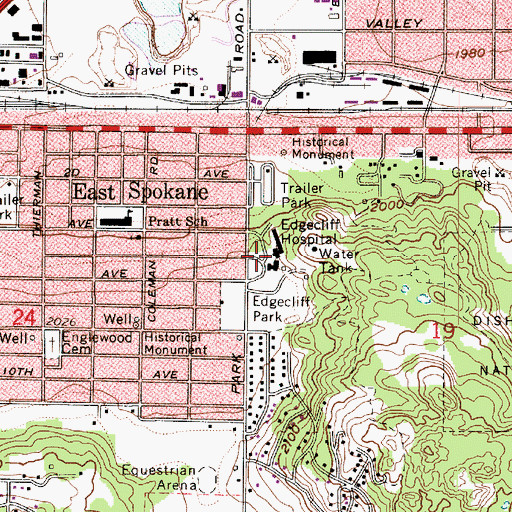 Topographic Map of Edgecliff Hospital (historical), WA