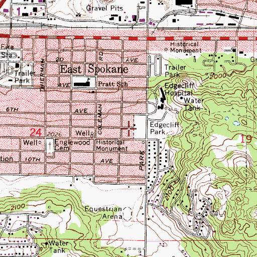 Topographic Map of Edgecliff Park, WA