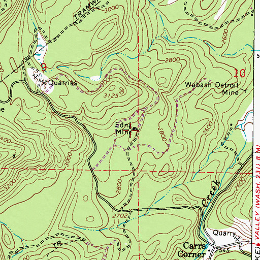 Topographic Map of Edna Mine, WA
