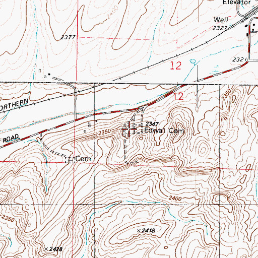 Topographic Map of Edwall Cemetery, WA