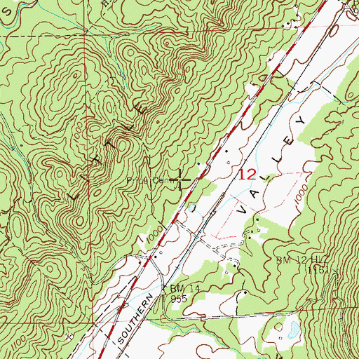 Topographic Map of Price Cemetery, AL