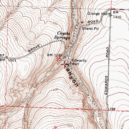 Topographic Map of Edwards Well, WA