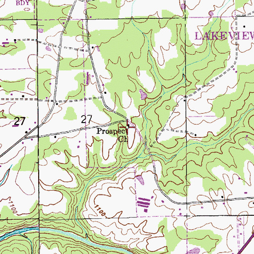 Topographic Map of Prospect Church, AL