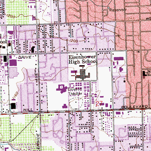 Topographic Map of Eisenhower High School, WA