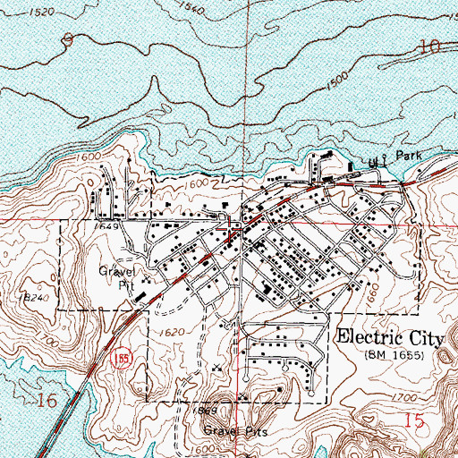 Topographic Map of Electric City, WA