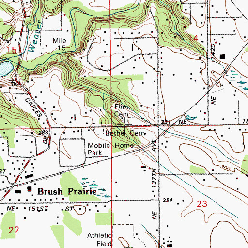 Topographic Map of Elim Cemetery, WA