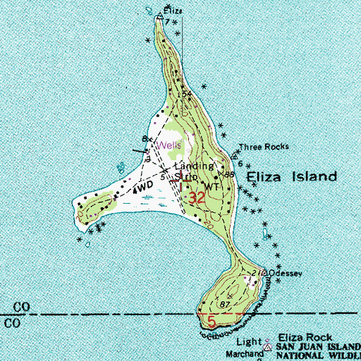 Topographic Map of Eliza Island, WA