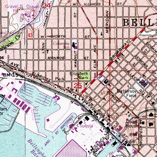 Topographic Map of Elizabeth Park, WA