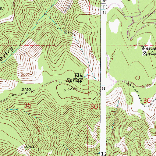 Topographic Map of Elk Spring, WA