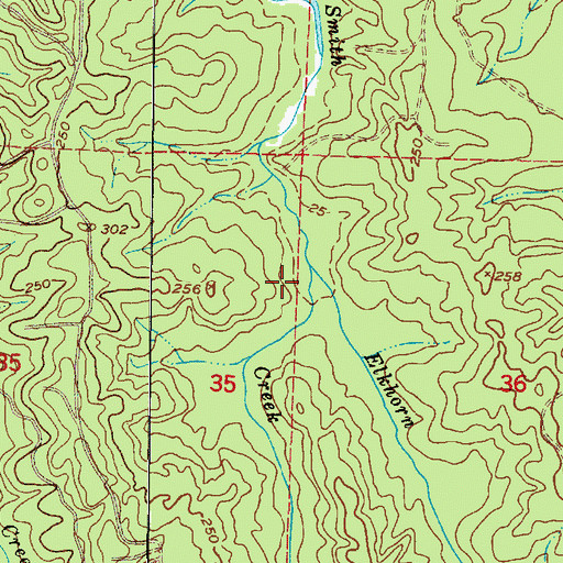 Topographic Map of Elkhorn Creek, WA