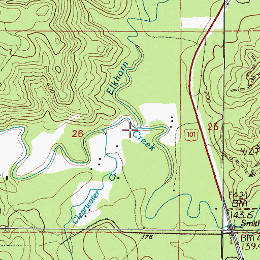 Topographic Map of Elkhorn Creek, WA