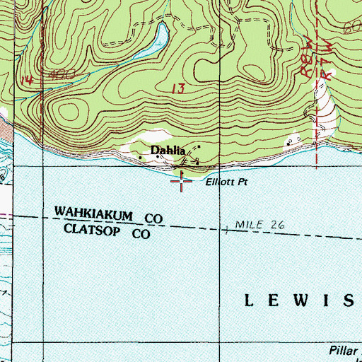 Topographic Map of Elliott Point, WA