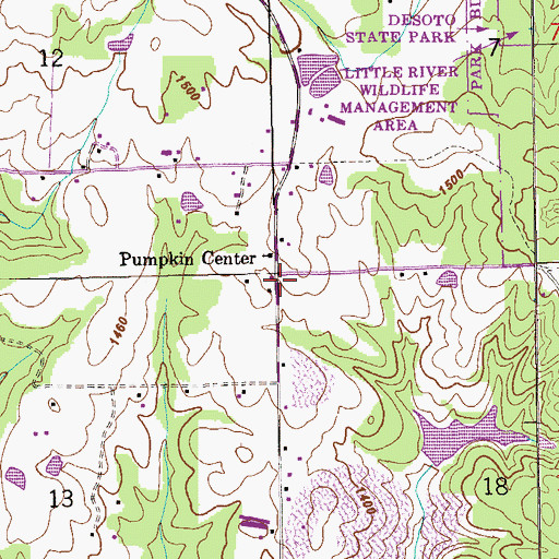 Topographic Map of Pumpkin Center, AL