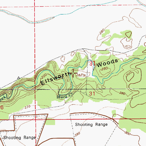 Topographic Map of Ellsworth Woods, WA