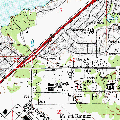 Topographic Map of Emerson Lake, WA
