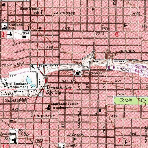 Topographic Map of Emerson School, WA