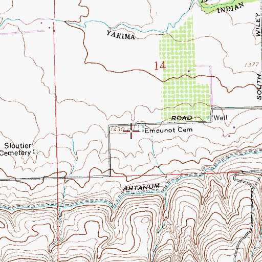 Topographic Map of Emeunot Cemetery, WA