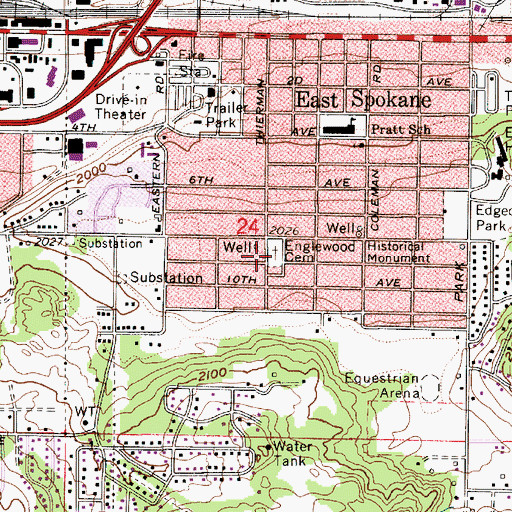 Topographic Map of Englewood Cemetery, WA