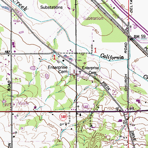 Topographic Map of Enterprise Cemetery, WA