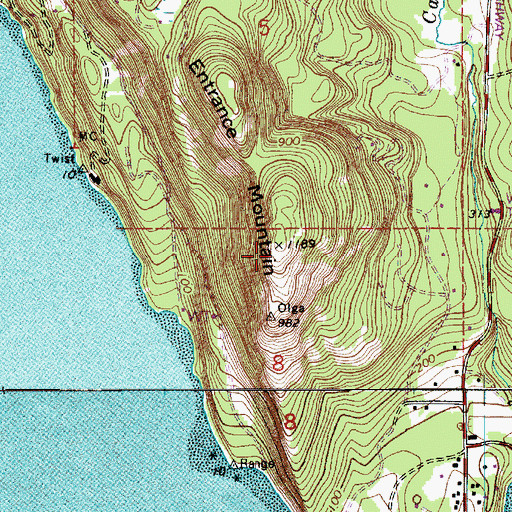 Topographic Map of Entrance Mountain, WA