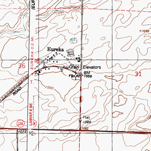 Topographic Map of Eureka, WA