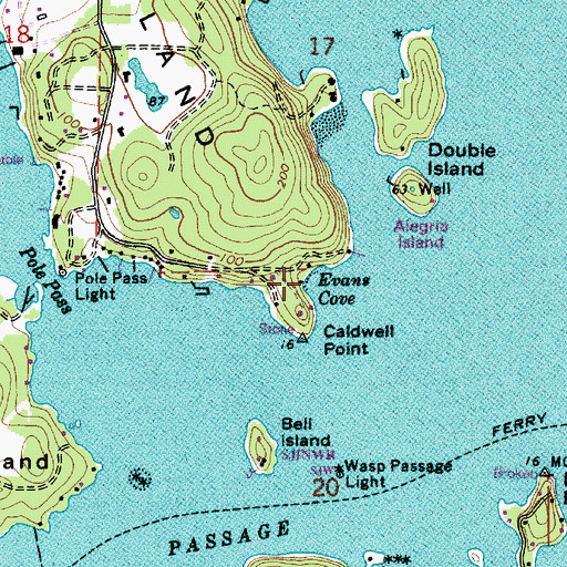 Topographic Map of Evans Cove, WA