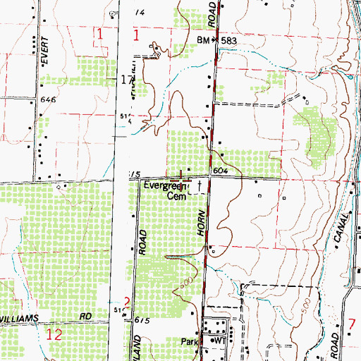 Topographic Map of Evergreen Cemetery, WA