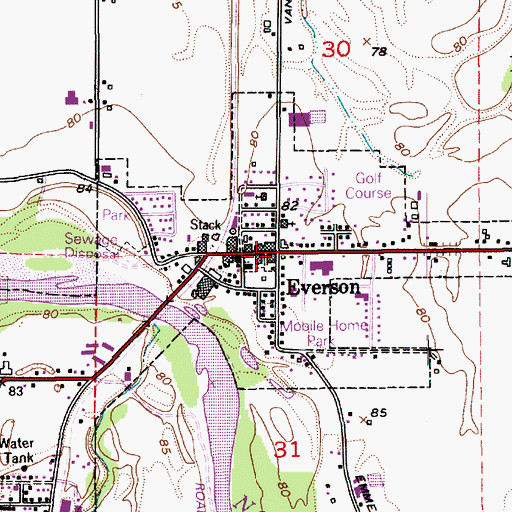 Topographic Map of Everson, WA