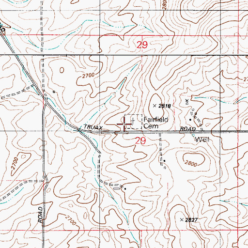 Topographic Map of Fairfield Cemetery, WA