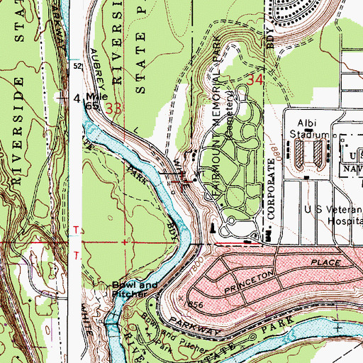 Topographic Map of Fairmount Memorial Park, WA
