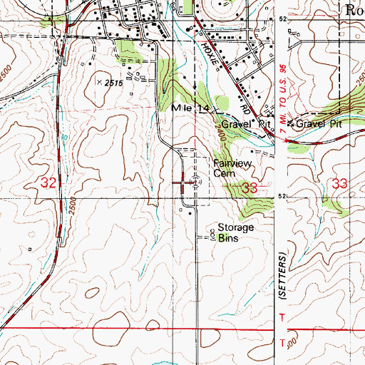 Topographic Map of Fairview Cemetery, WA