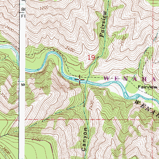 Topographic Map of Fairview Creek, WA