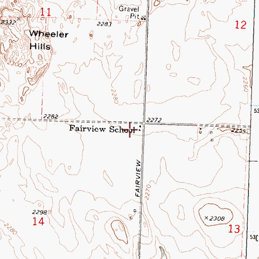 Topographic Map of Fairview School, WA