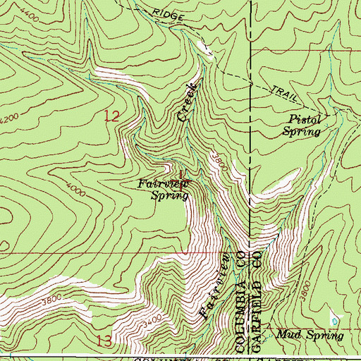 Topographic Map of Fairview Spring, WA