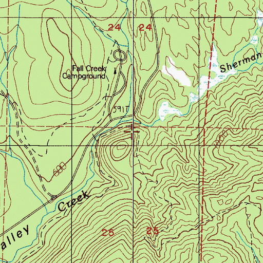 Topographic Map of Fall Creek, WA