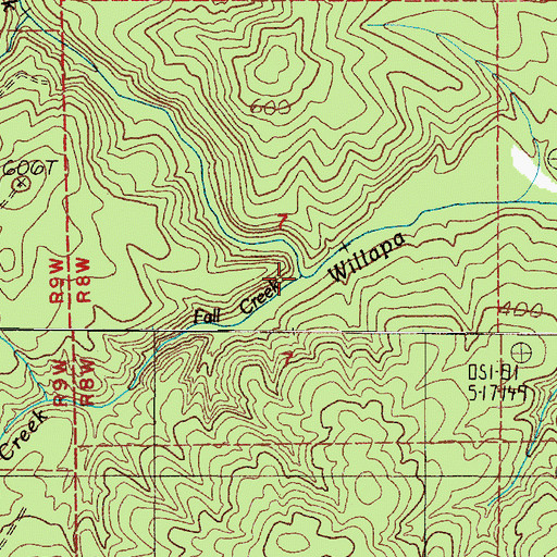 Topographic Map of Fall Creek, WA