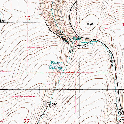 Topographic Map of Falling Springs, WA