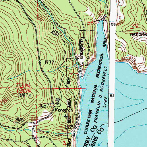 Topographic Map of Falls Creek, WA