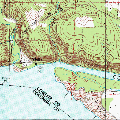 Topographic Map of Fall Creek, WA