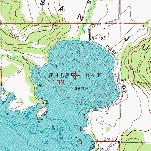 Topographic Map of False Bay, WA
