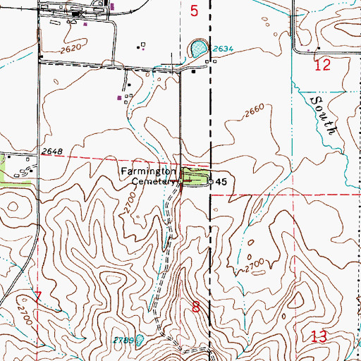 Topographic Map of Farmington Cemetery, WA